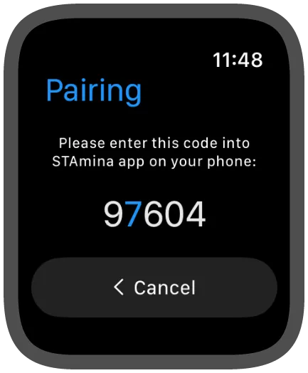 Apple Watch showing a five-digit pairing code